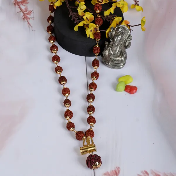 Modern_Gold_Plated_Rudraksha_Mala_With_Shiv_Ji_Trishool_Damroo